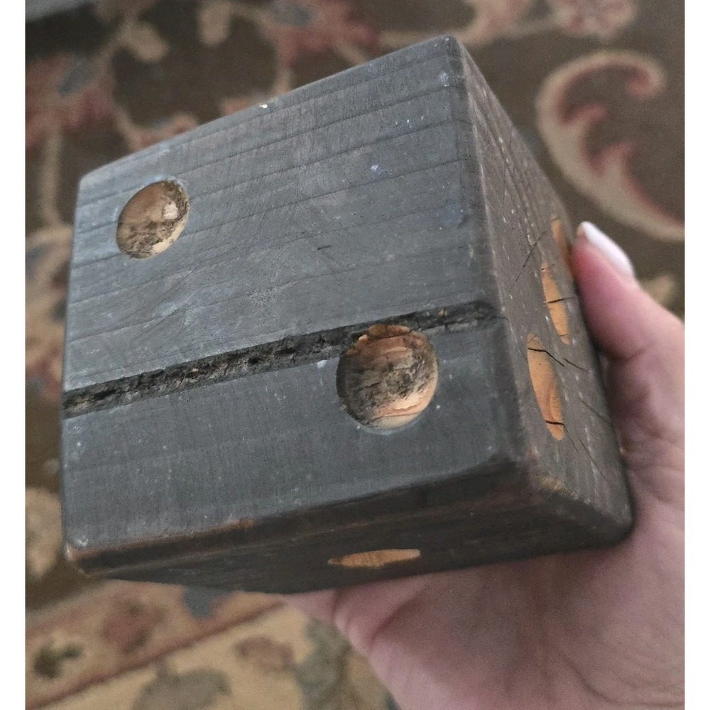Vintage Rustic SZ L Brown Stained Solid Quality Wood 5 Piece Dice Gameroom Decor